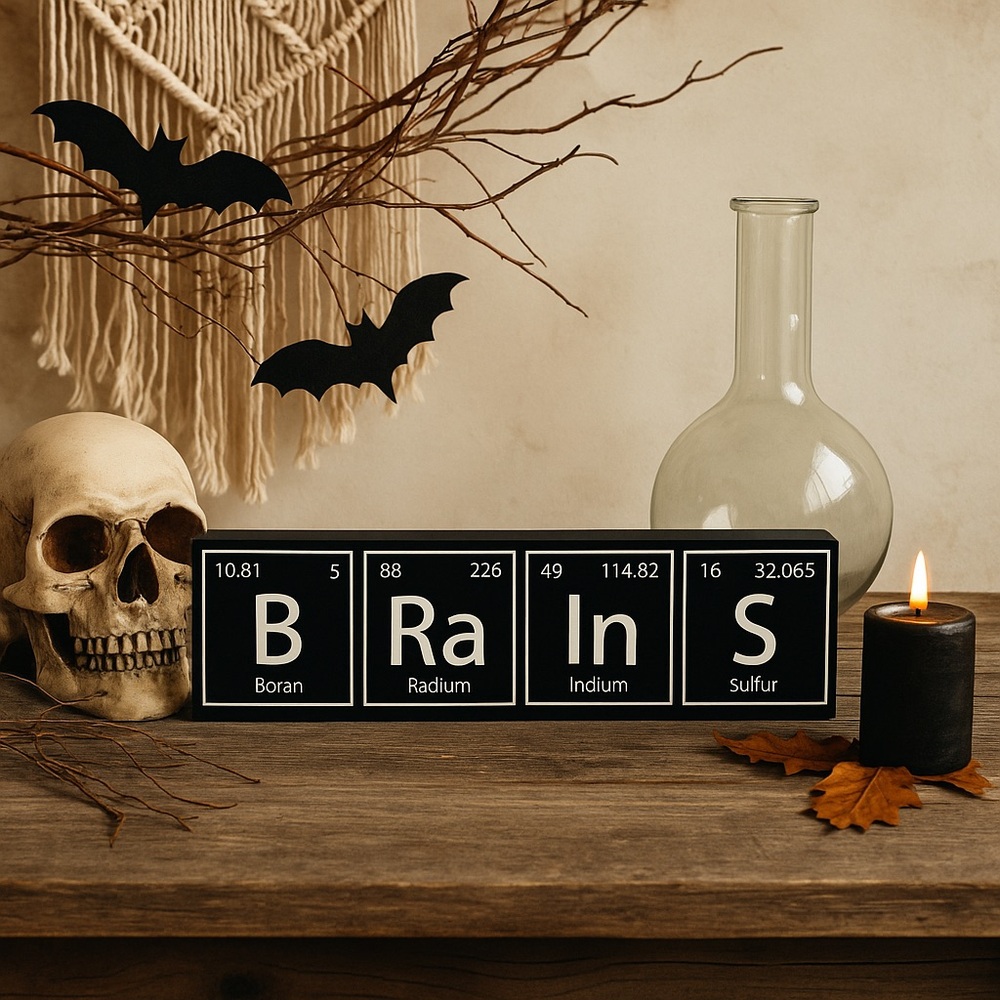 186. 🐣 Brains Halloween Sign – Science Zombie Decor – New with Tags
